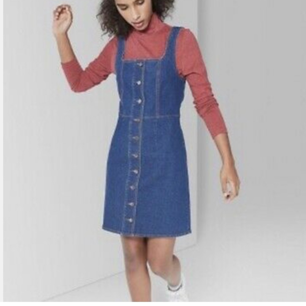 🤠 Wild Fable Button Front Denim Dress Overalls Size Small